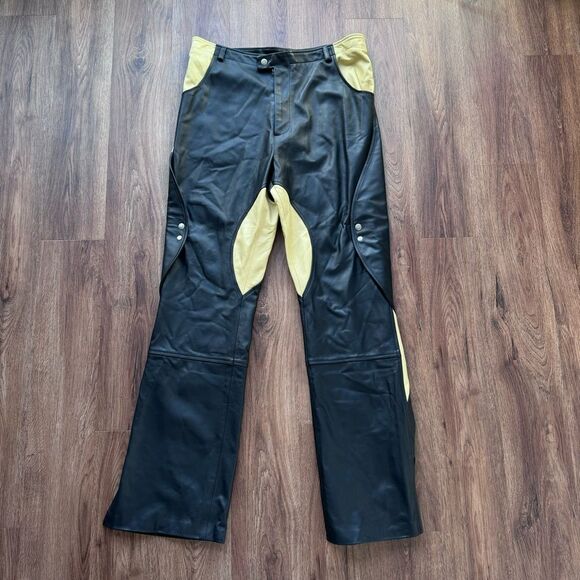Head of State Black Genuine Leather Motorcycle lyabo Pants 34 - Picture 11 of 16